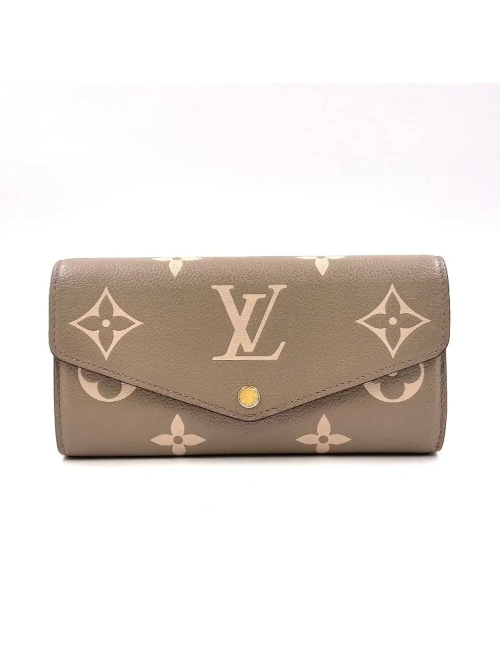 Louis Vuitton Portefeuille Sarah Monogram Empreinte Enabled Leather Gray Beige